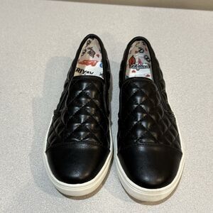 Steve Madden Kids Zaander Loafers 3 Black Quilted Cap Toe Slip-On Shoes Sneaker‎